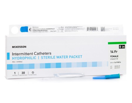 McKesson Straight Tip Hydrophilic Female Catheter 8-Inch